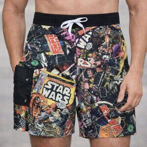 Star Wars Comic Print Men’s Swim Trunks Size 38 Lucasfilm Board Shorts